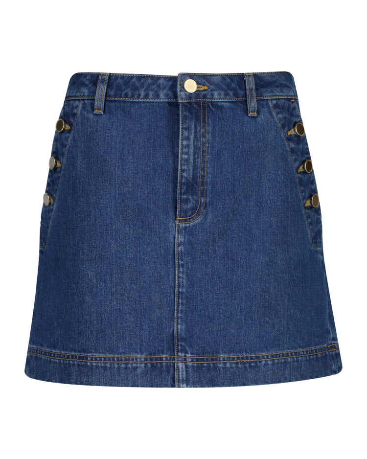 Bawełniana spódnica damska regular fit niebieska