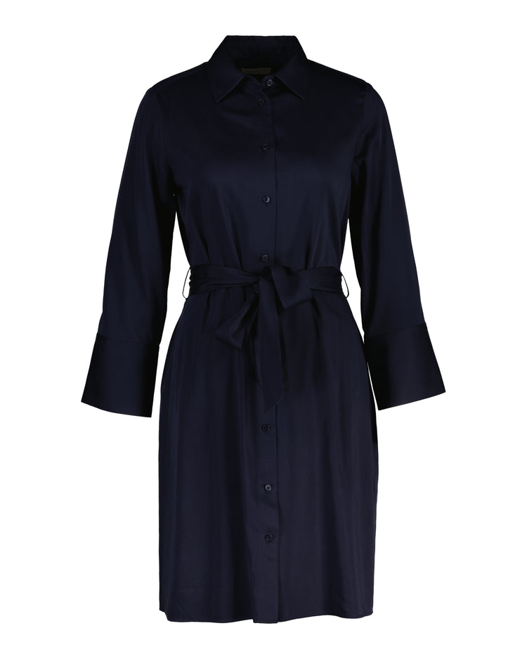 Sukienka damska z kołnierzem koszulowym z długim rękawem z nadrukiem regular fit