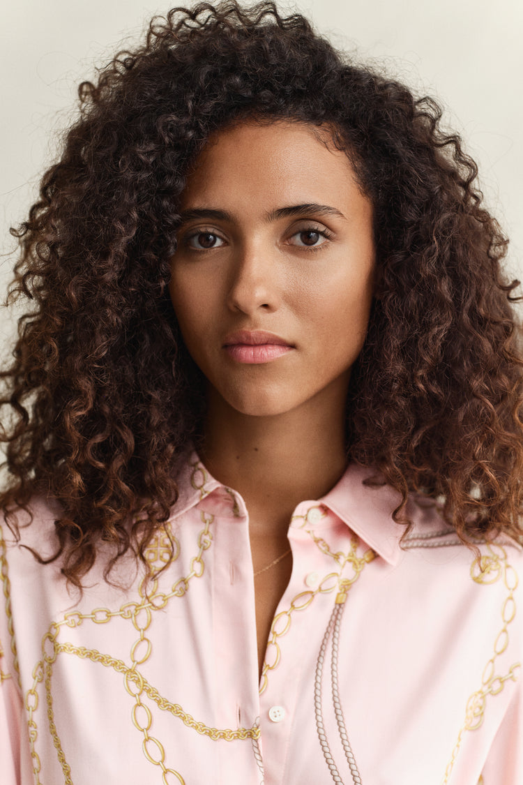 Sukienka damska z kołnierzem koszulowym z długim rękawem z nadrukiem regular fit