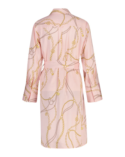 Sukienka damska z kołnierzem koszulowym z długim rękawem z nadrukiem regular fit