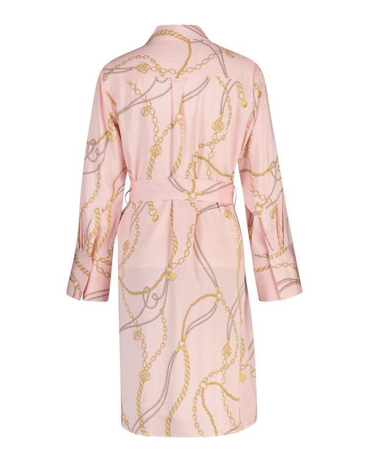 Sukienka damska z kołnierzem koszulowym z długim rękawem z nadrukiem regular fit