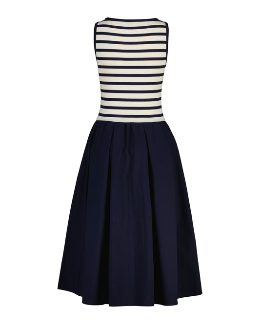 Sukienka damska w paski okrągły kołnierzyk bez rękawów slim fit