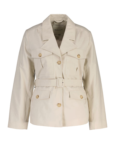 Bawełniana kurtka damska z długim rękawem regular fit beżowa