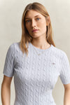 Sweter damski z okrągłym dekoltem i krótkim rękawem slim fit