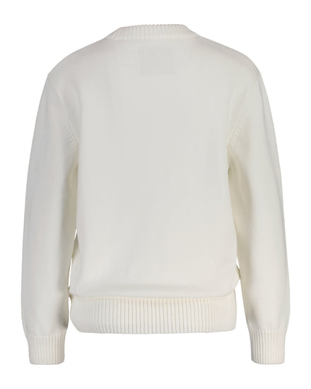 Bawełniany sweter damski z nadrukiem regular fit biały