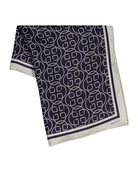 Jedwabny szalik damski z nadrukiem granatowy