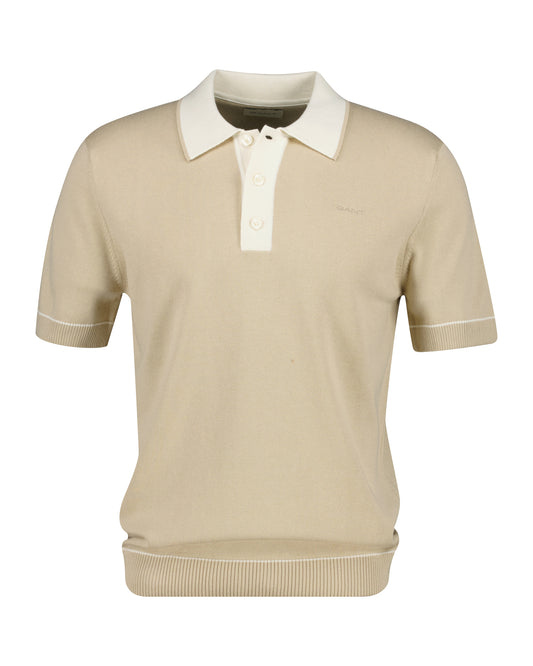 Sweter męski z kołnierzykiem polo z krótkim rękawem regular fit