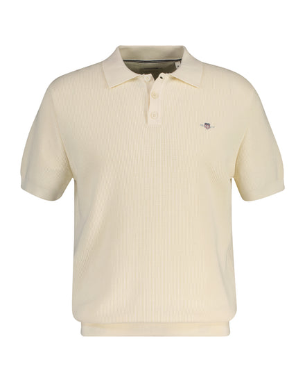 Bawełniany sweter męski z kołnierzykiem polo i krótkim rękawem regular fit