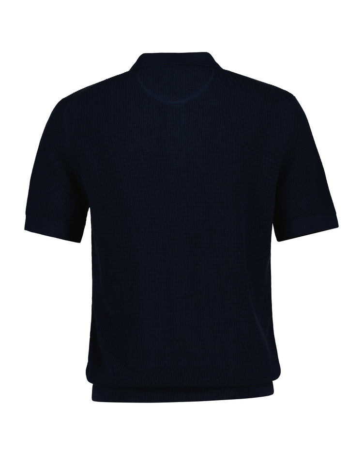 Bawełniany sweter męski polo z krótkim rękawem regular fit