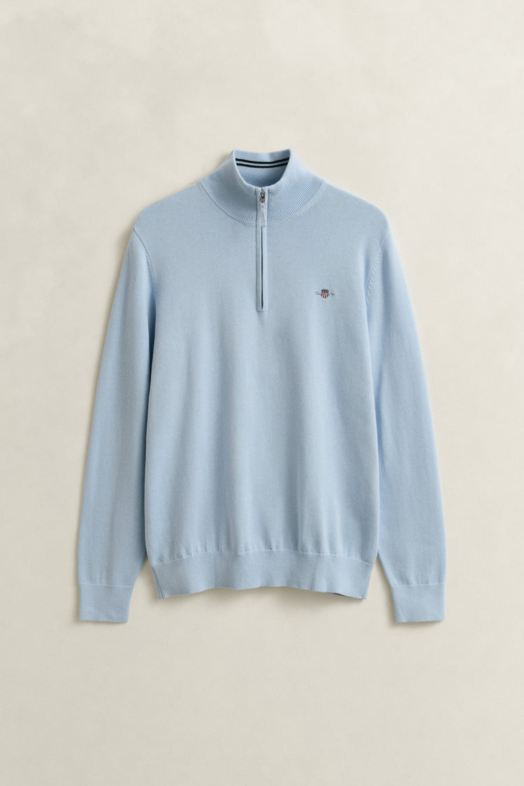 Bawełniany sweter męski z długim rękawem half zip regular fit