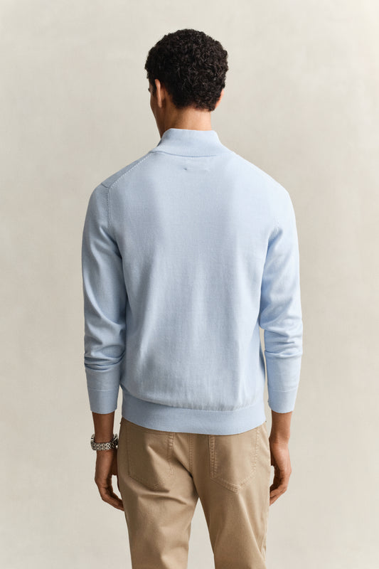 Bawełniany sweter męski z długim rękawem half zip regular fit