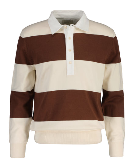 Bawełniany sweter męski w paski z kołnierzykiem polo regular fit