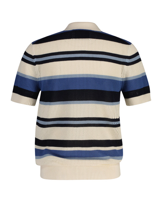 Bawełniany sweter męski z kołnierzykiem polo regular fit niebieski