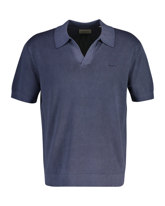 Bawełniany sweter męski z kołnierzykiem polo z długim rękawem regular fit