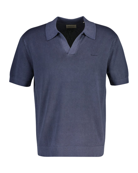 Bawełniany sweter męski z kołnierzykiem polo z długim rękawem regular fit