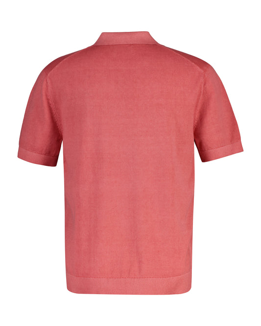 Bawełniany sweter męski z kołnierzykiem polo regular fit czerwony