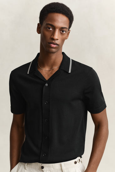 Sweter męski polo z krótkim rękawem regular fit