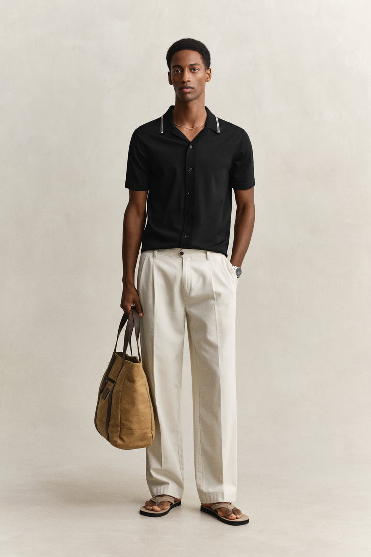 Sweter męski polo z krótkim rękawem regular fit