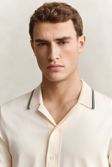 Sweter męski z kołnierzykiem polo z krótkim rękawem regular fit