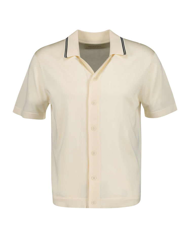 Sweter męski z kołnierzykiem polo z krótkim rękawem regular fit