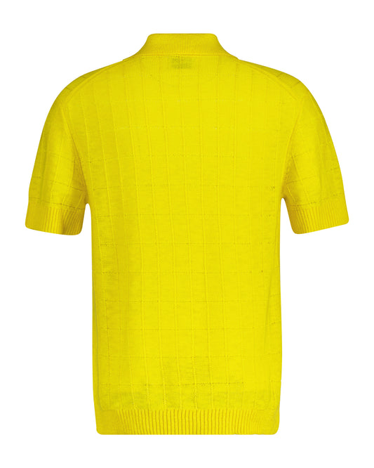 Sweter męski z kołnierzykiem polo z długim rękawem regular fit żółty