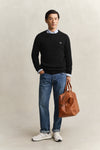 Sweter męski z okrągłym dekoltem regular fit czarny