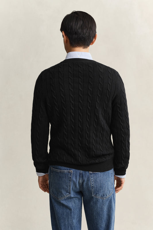 Sweter męski z okrągłym dekoltem regular fit czarny