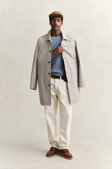 Bawełniany sweter męski z okrągłym dekoltem regular fit niebieski