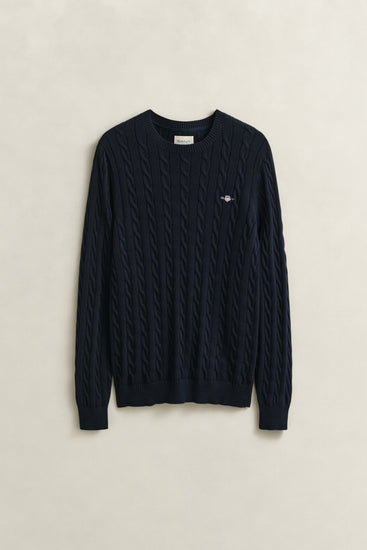 Sweter męski z okrągłym dekoltem regular fit granatowy