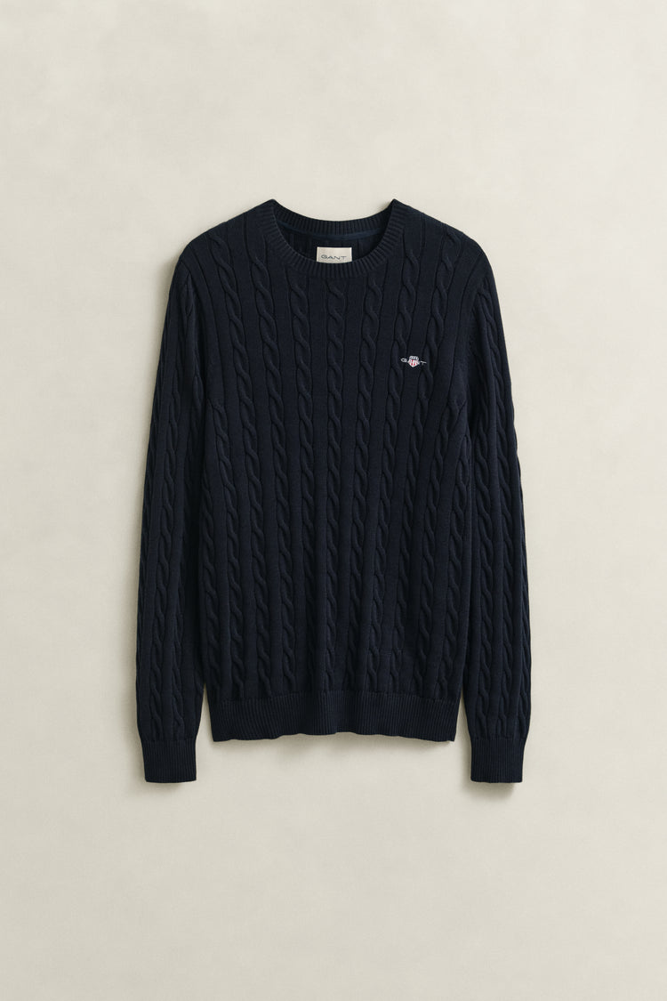 Sweter męski z okrągłym dekoltem regular fit granatowy
