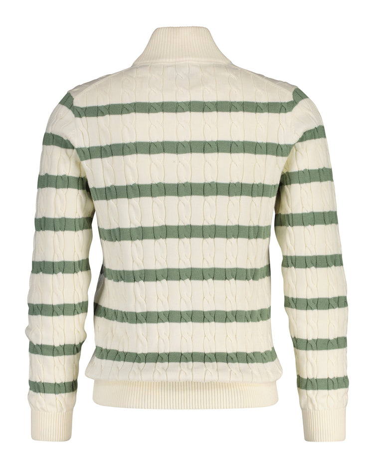 Bawełniany sweter męski w paski z zamkiem do połowy regular fit