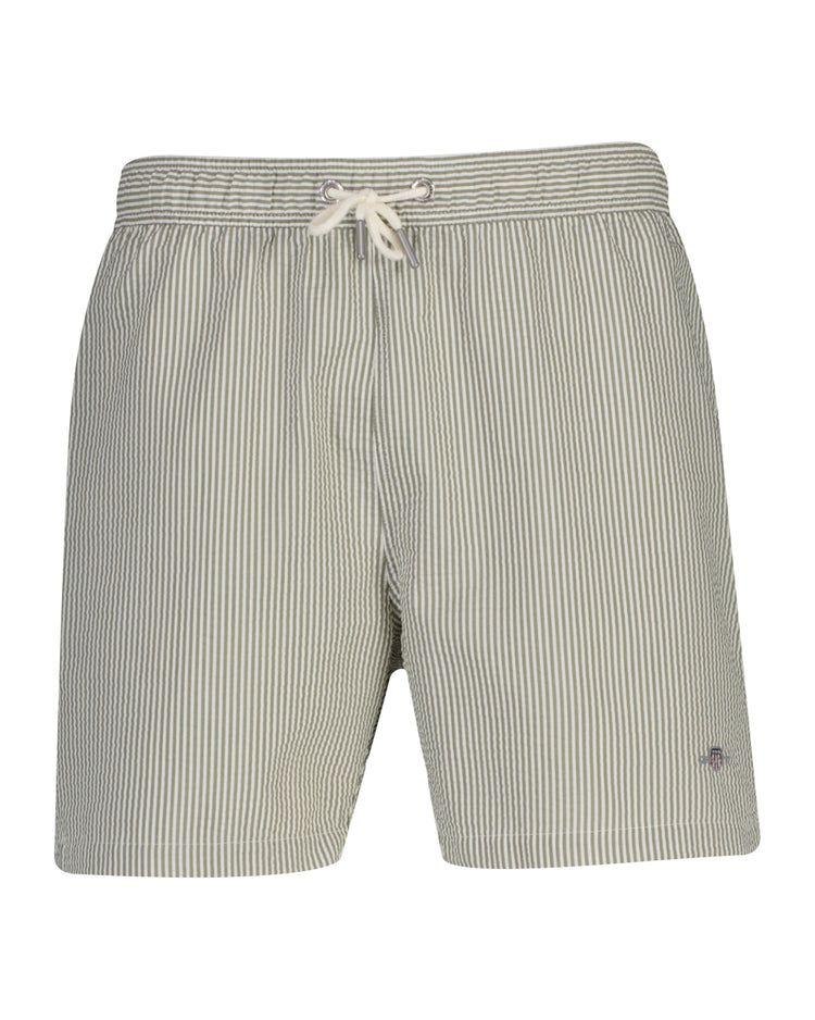 Szorty kąpielowe męskie w paski regular fit zielone