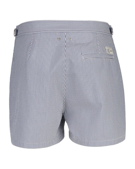 Szorty kąpielowe męskie w paski slim fit niebieskie