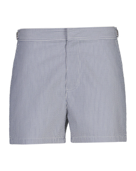 Szorty kąpielowe męskie w paski slim fit niebieskie