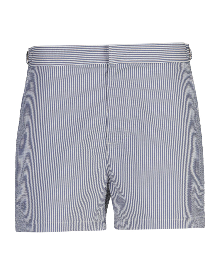 Szorty kąpielowe męskie w paski slim fit niebieskie