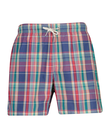 Szorty kąpielowe męskie w kratkę regular fit czerwone