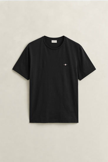 T-shirt męski z okrągłym dekoltem regular fit czarny