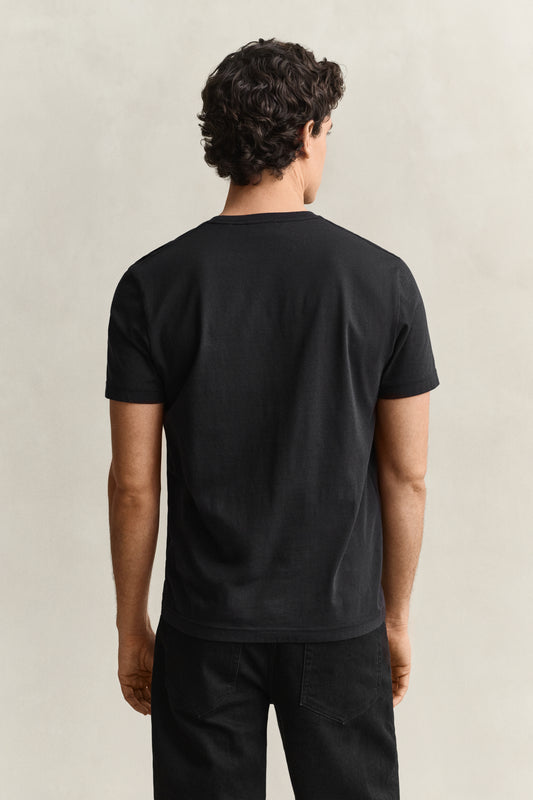 T-shirt męski z okrągłym dekoltem regular fit czarny