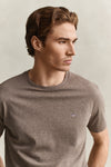 T-shirt Shield męski regular fit brązowy