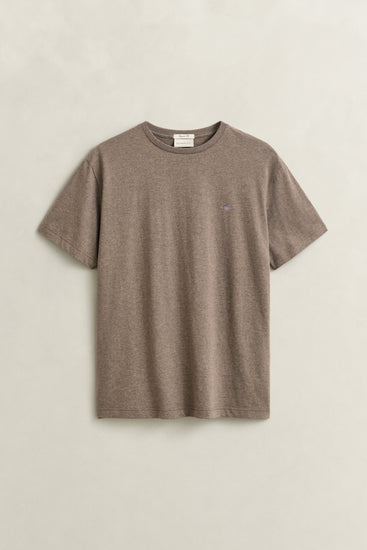 T-shirt Shield męski regular fit brązowy