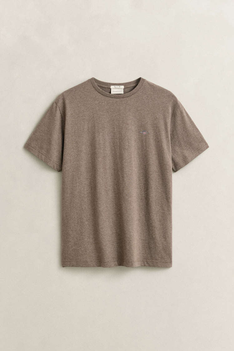 T-shirt Shield męski regular fit brązowy