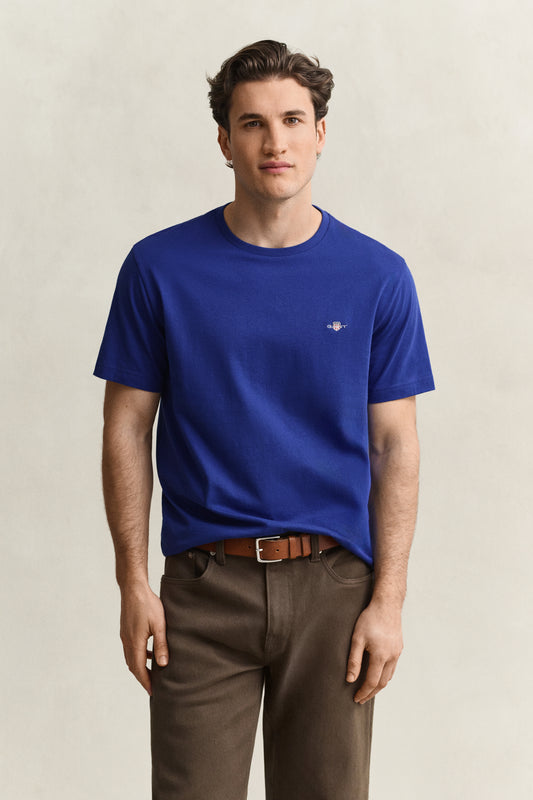 T-shirt Shield męski regular fit granatowy