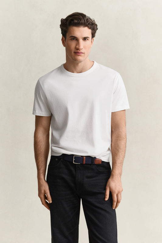 Z bawełny pima t-shirt męski kremowy