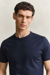 T-shirt z bawełny pima męski regular fit granatowy