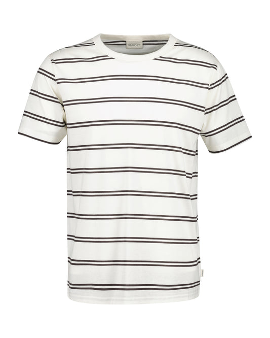 Z bawełny pima t-shirt męski w paski kremowy