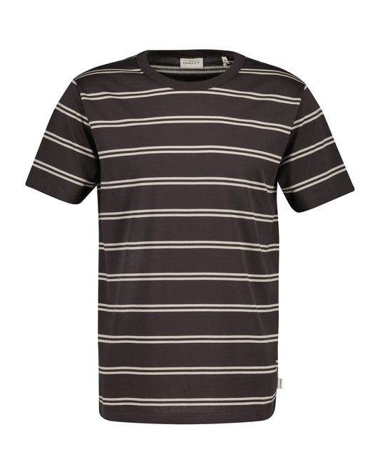 Z bawełny pima t-shirt męski w paski brązowy