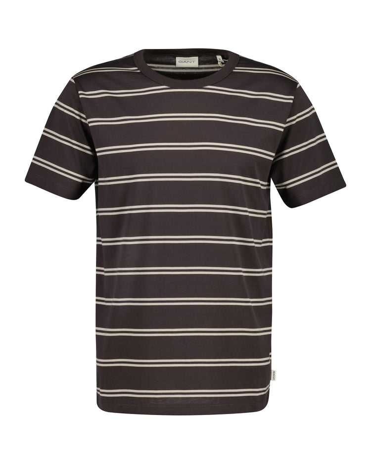 Z bawełny pima t-shirt męski w paski brązowy