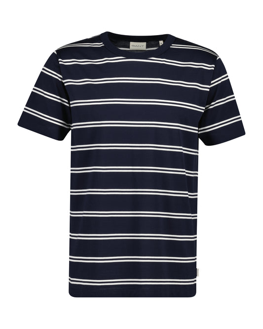 Z bawełny pima t-shirt męski w paski granatowy
