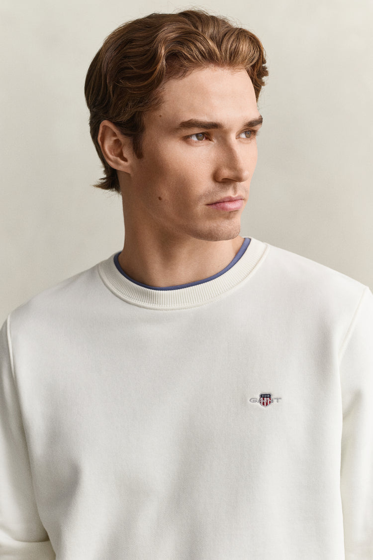 Bluza męska z okrągłym dekoltem regular fit biała