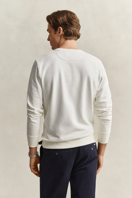 Bluza męska z okrągłym dekoltem regular fit biała